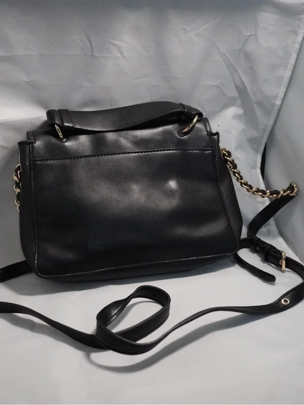 Anne Klein Black Floral Convertible Satchel Crossbody Bag